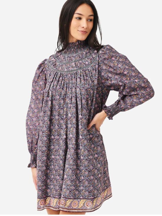 HUNTER BELL Dresses & Skirts - NWT Hunter Bell NYC Chandler Smocked High-Neck Floral Mini Dress Size XS